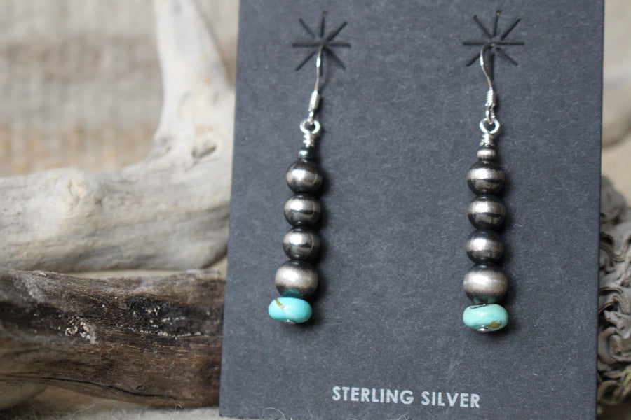 Turquoise and Navajo Pearls Rain Earrings