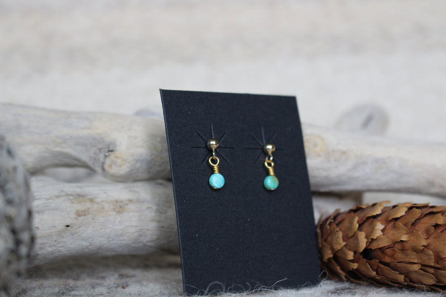 Dainty Gold and Turquoise Dottie Earrings