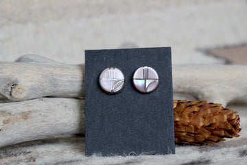 Round Pink Lip Mother of Pearl Studs