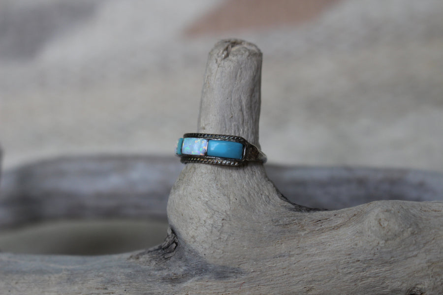 Turquoise and Opal Ring