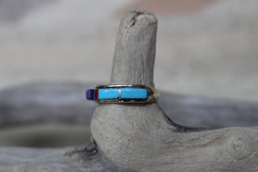 Lapis, Coral and Turquoise Ring
