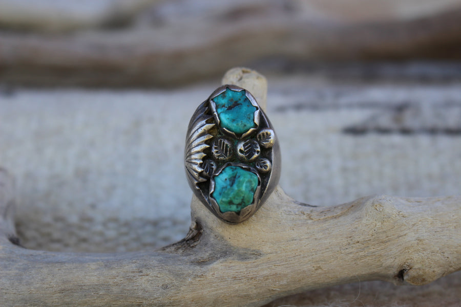 Two Stone Turquoise Ring