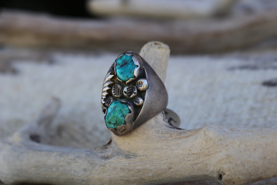 Two Stone Turquoise Ring