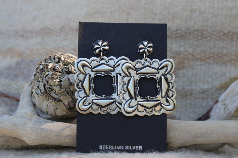 Sterling Square Dangle Earrings