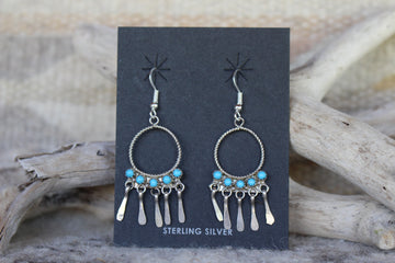 Round Turquoise Fringe Earrings