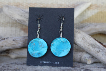 Round Turquoise Slab Earrings