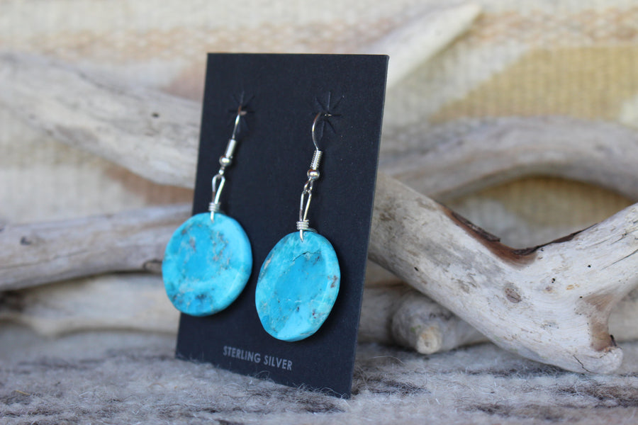 Round Turquoise Slab Earrings