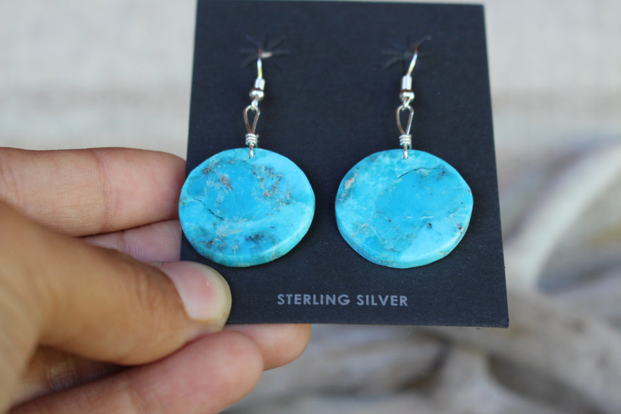 Round Turquoise Slab Earrings