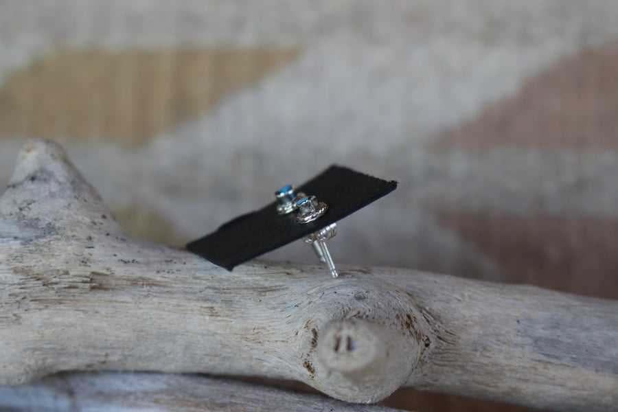 Dainty Round Turquoise Studs