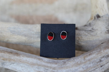 Black and Red Oval Studs