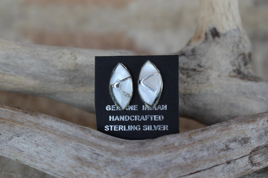 White Shell Lightning Studs