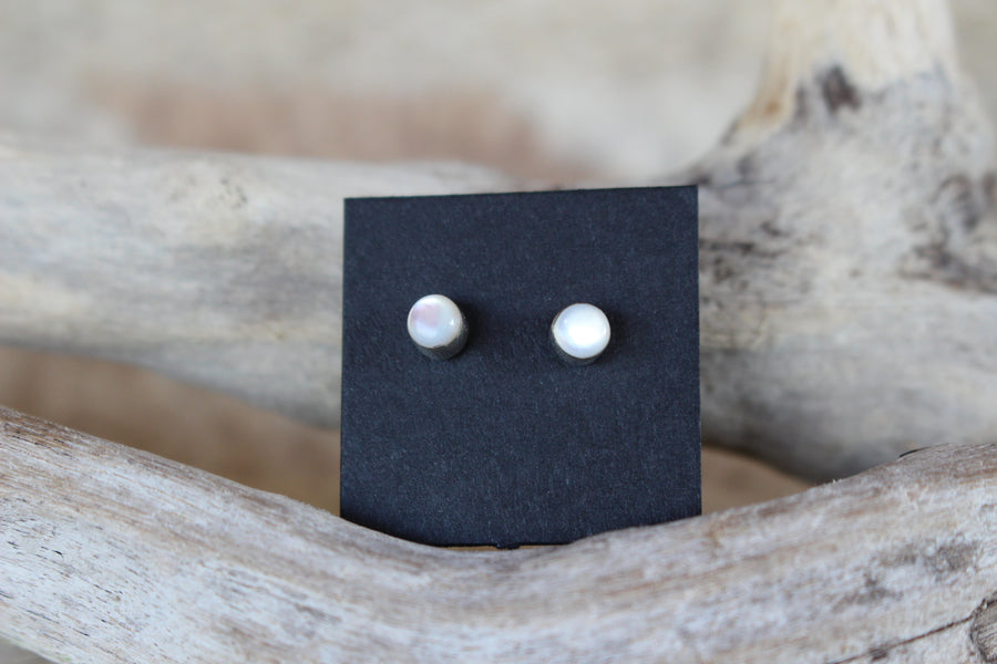 White Shell Dottie Studs