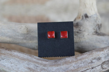 Square Orange Studs