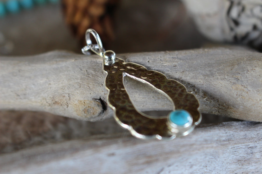 Hammered Turquoise Pendant