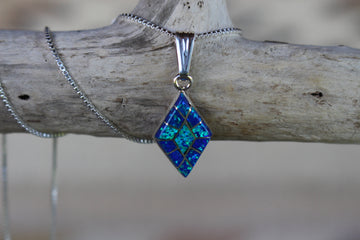 Blue Opal Diamonds Pendant