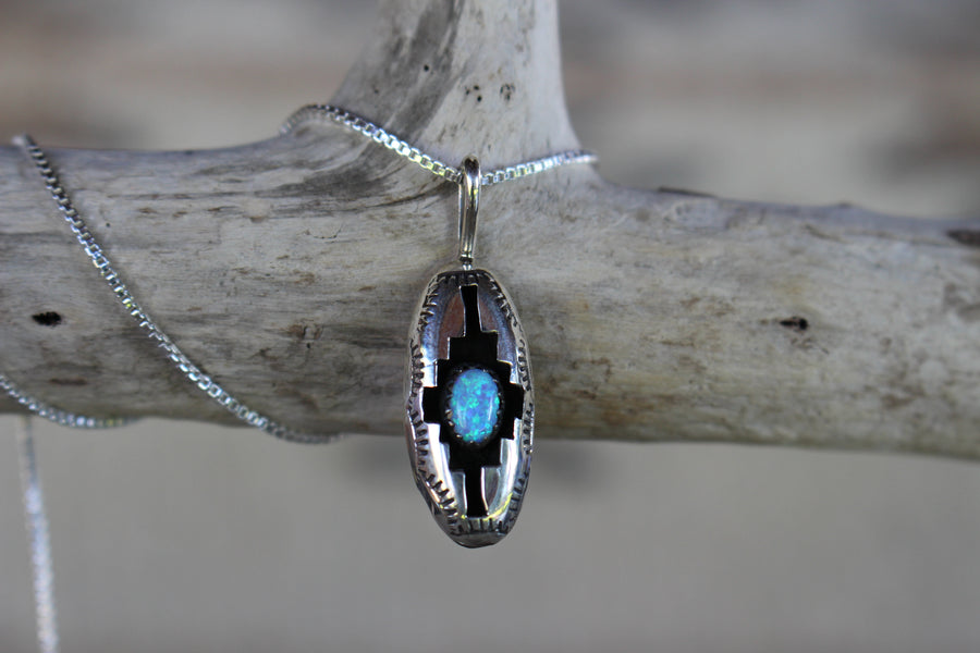 Native Blue Opal Pendant