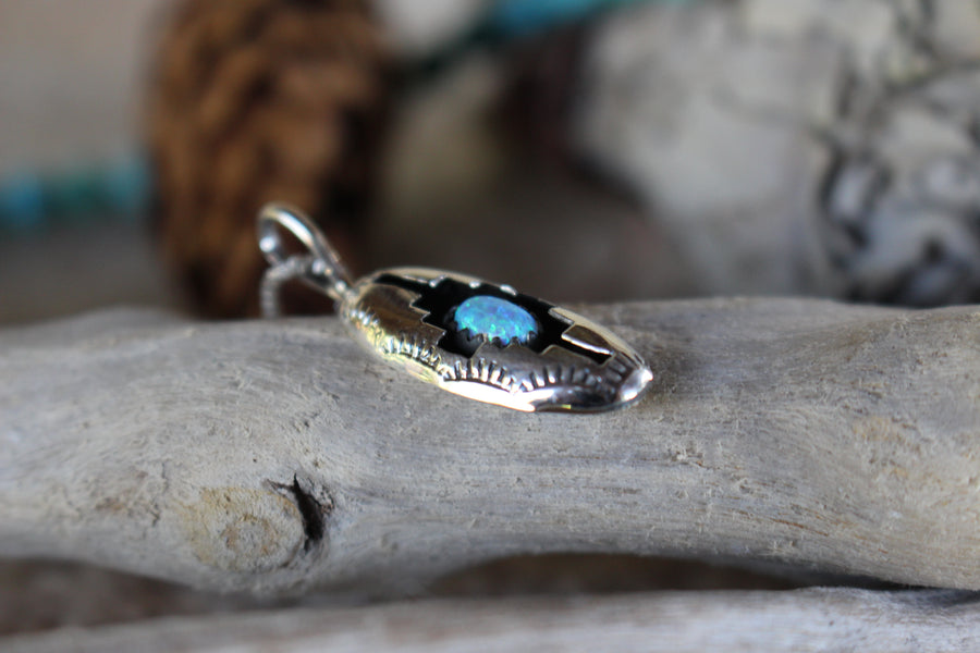 Native Blue Opal Pendant