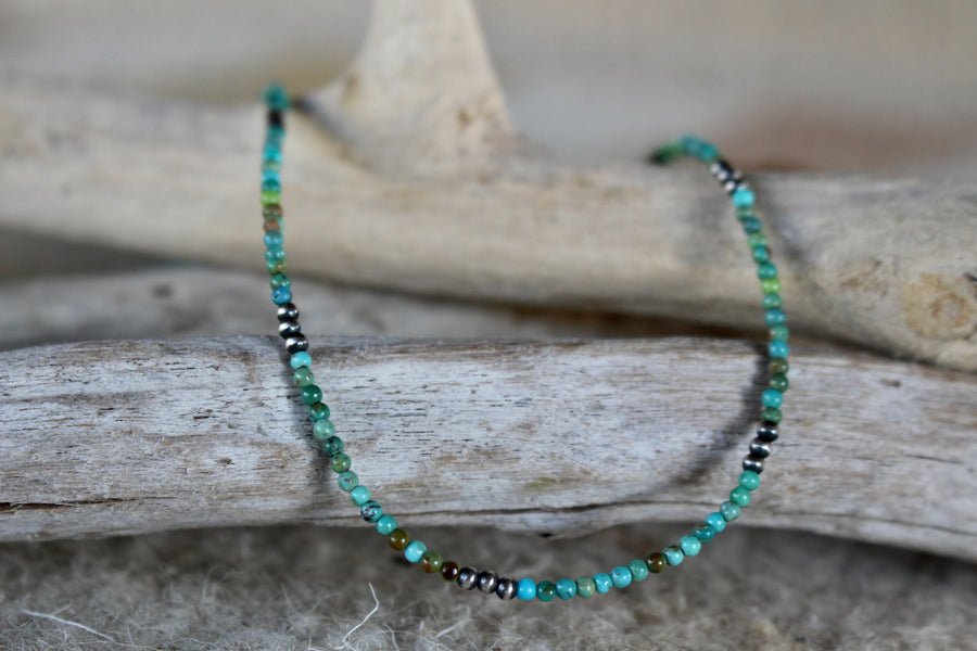 Dainty Turquoise and Navajo Pearl Necklace