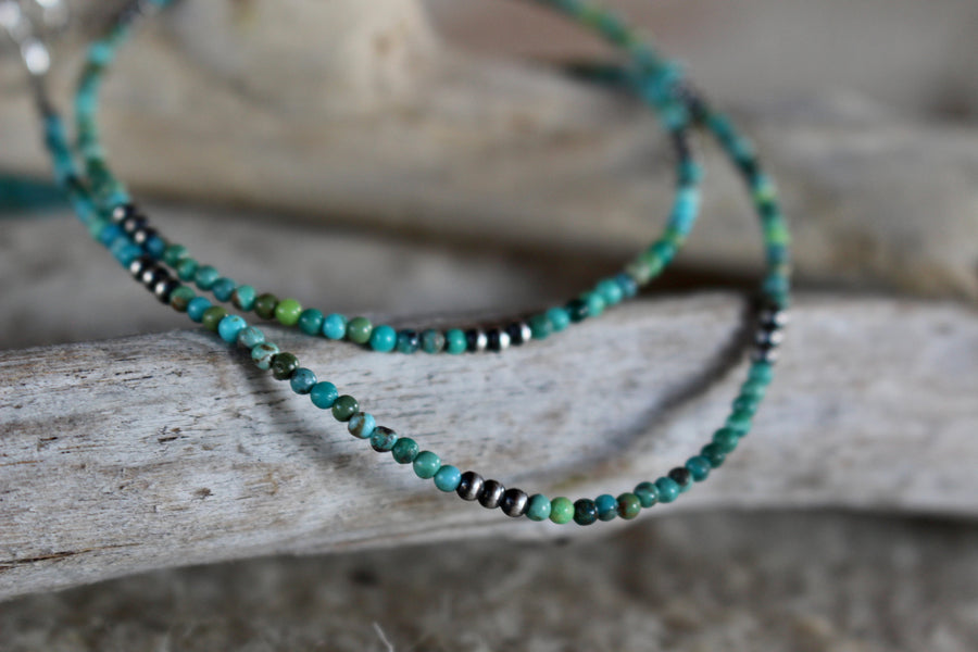 Dainty Turquoise and Navajo Pearl Necklace