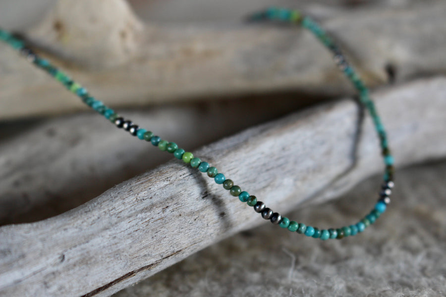 Dainty Turquoise and Navajo Pearl Necklace