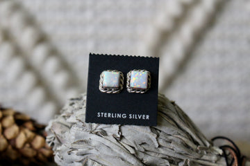 White Opal Skies Studs