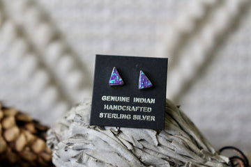 Purple Opal Triangle Studs