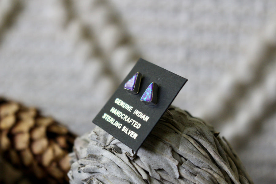 Purple Opal Triangle Studs