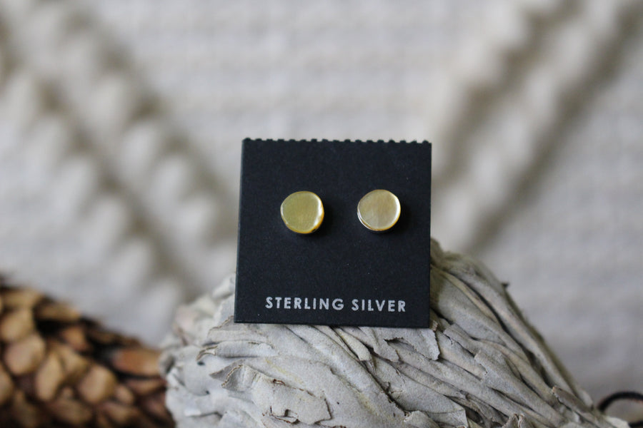 Round Yellow Shell Studs