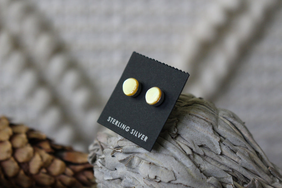 Round Yellow Shell Studs