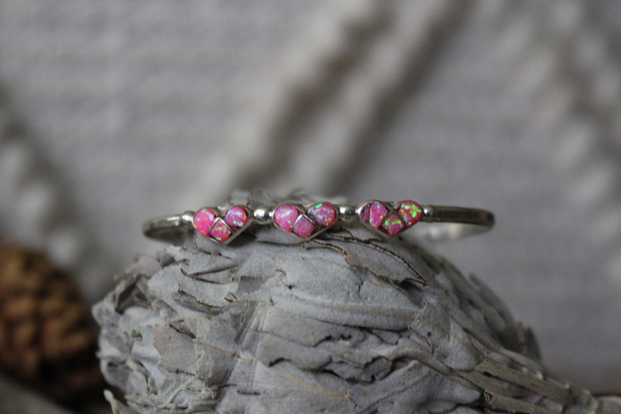 Pink Opal Heart Baby Bracelet