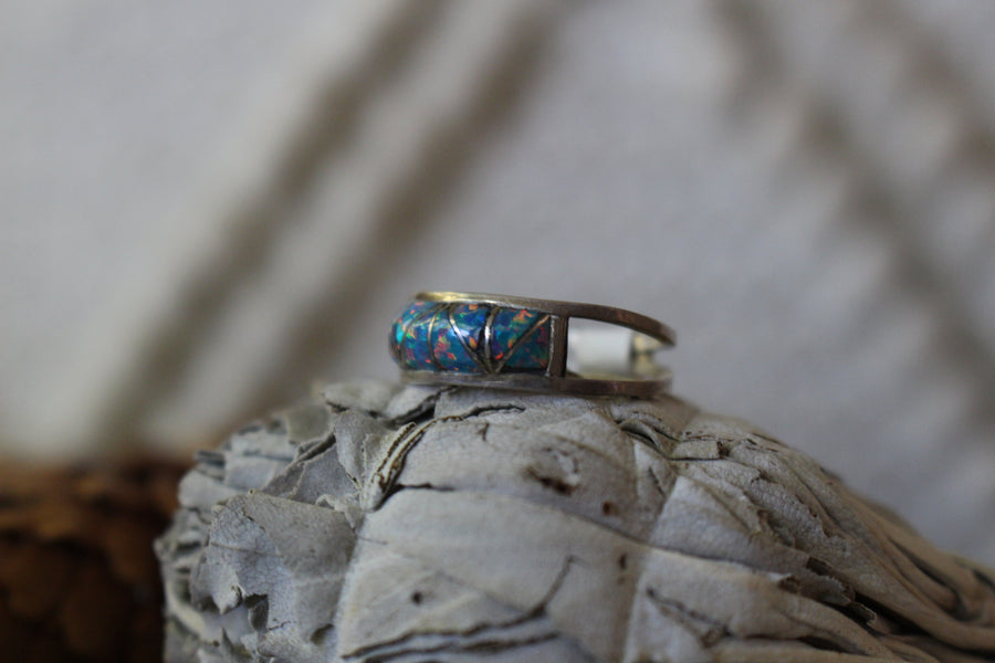 Blue Midnight Opal Ring