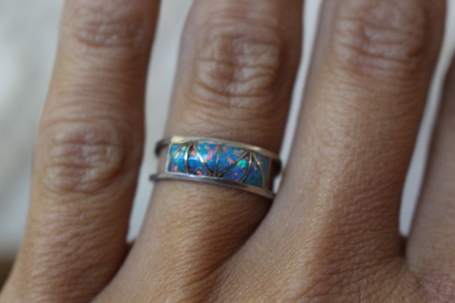 Blue Midnight Opal Ring