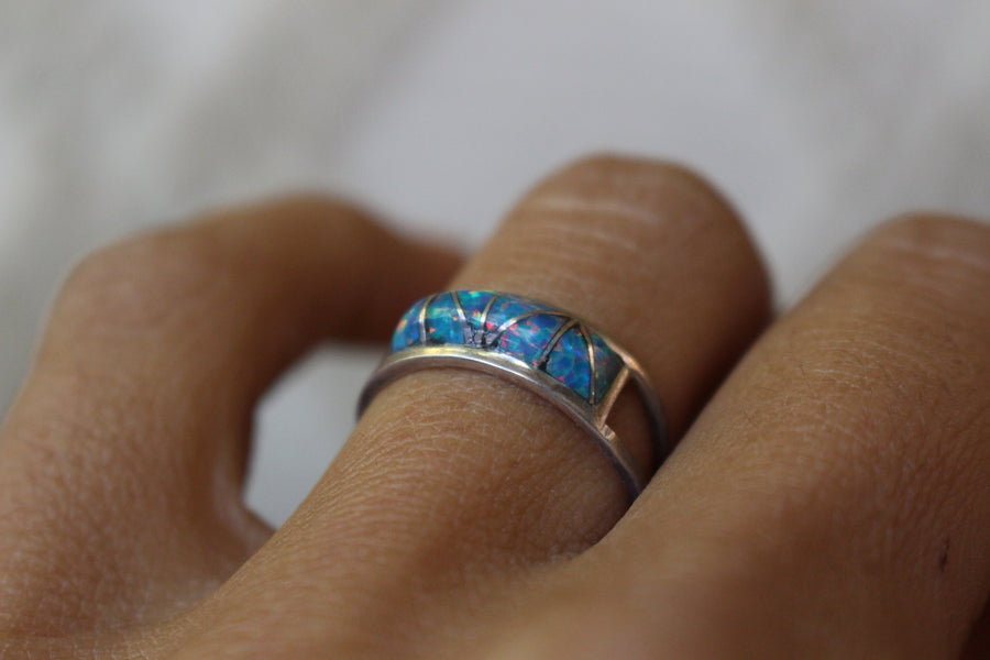 Blue Midnight Opal Ring