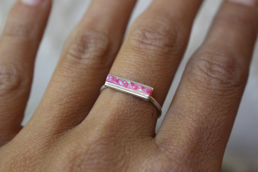 Pink Opal Bar Ring