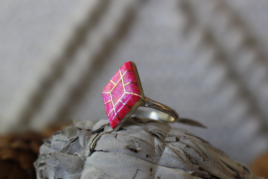 Pink Opal Diamonds Ring