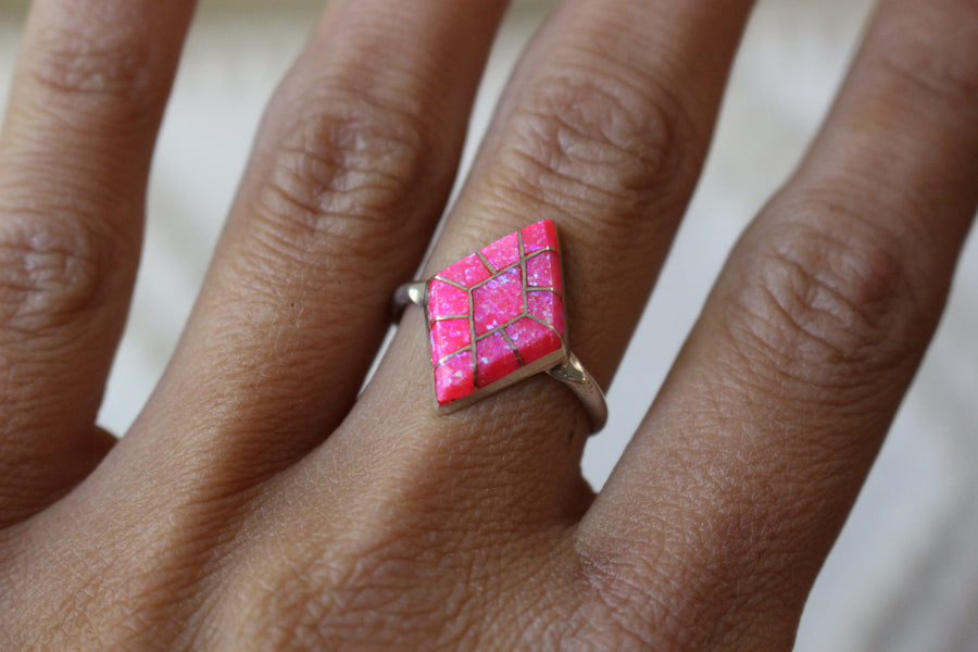 Pink Opal Diamonds Ring