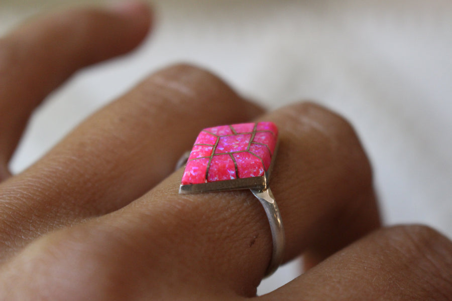 Pink Opal Diamonds Ring