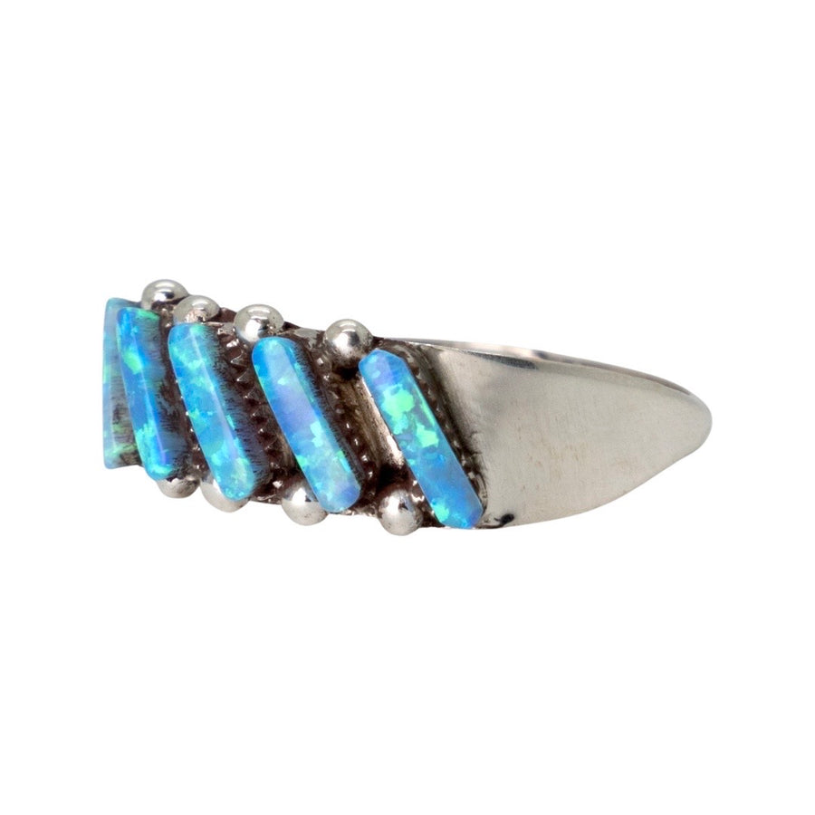 Blue Opal Slant Ring