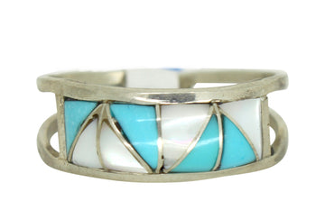 White Shell and Turquoise Rain Ring