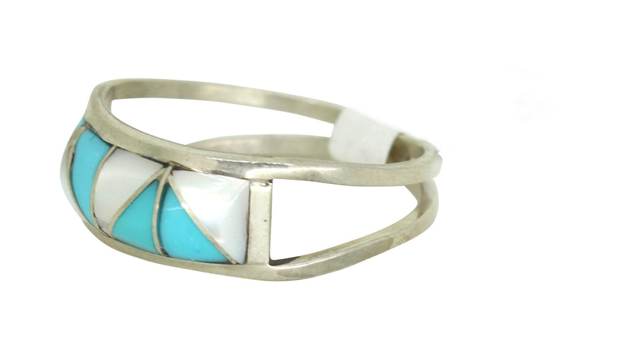 White Shell and Turquoise Rain Ring