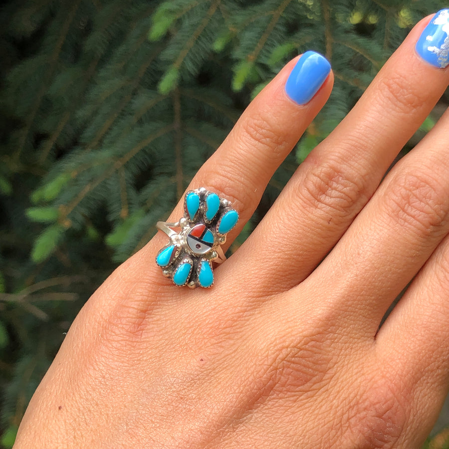Turquoise Sunface Ring