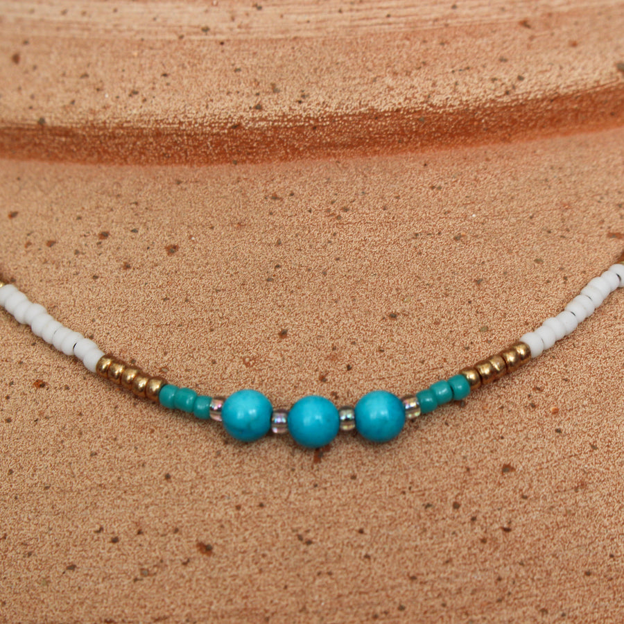 Golden Turquoise Beaded Necklace