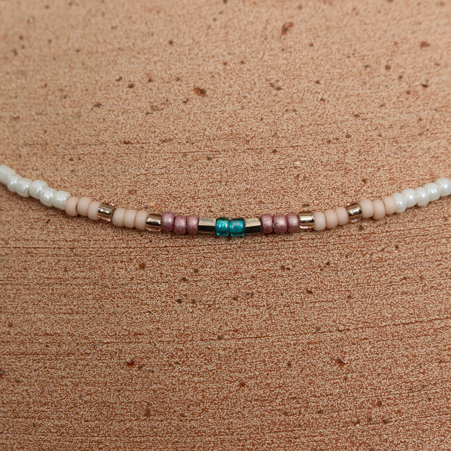 White and Blush Beaded Necklace