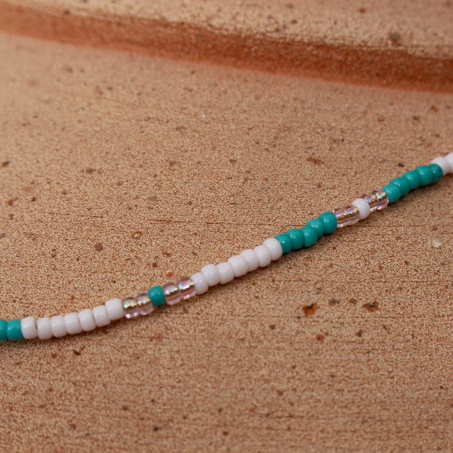 Pink and Turquoise Beaded Necklace