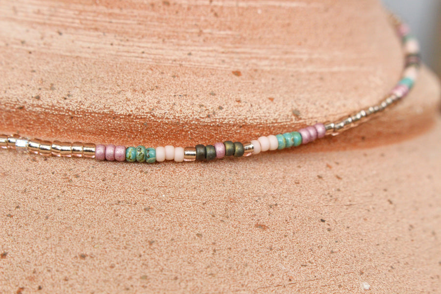 Pink Sage Beaded Necklace