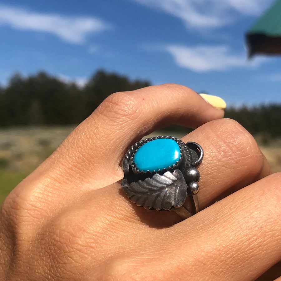 Vintage Turquoise Blossom Ring