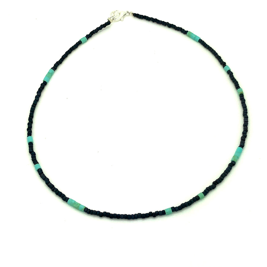 Black and Turquoise Heishe Beaded Necklace