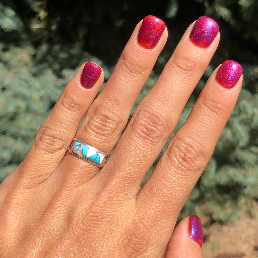 White Shell and Turquoise Rain Ring
