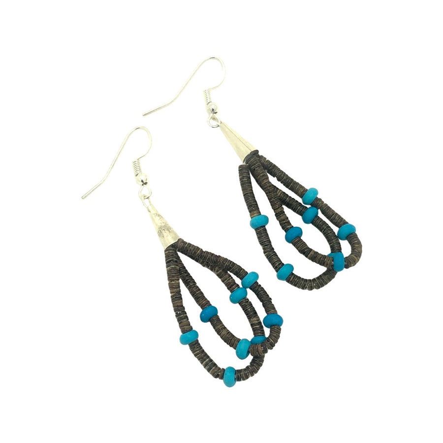 Turquoise Nugget and Heishe Earrings