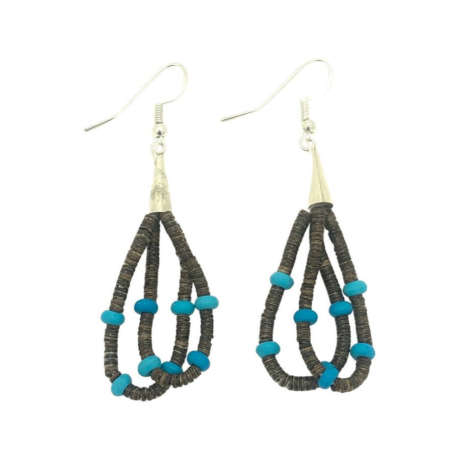 Turquoise Nugget and Heishe Earrings